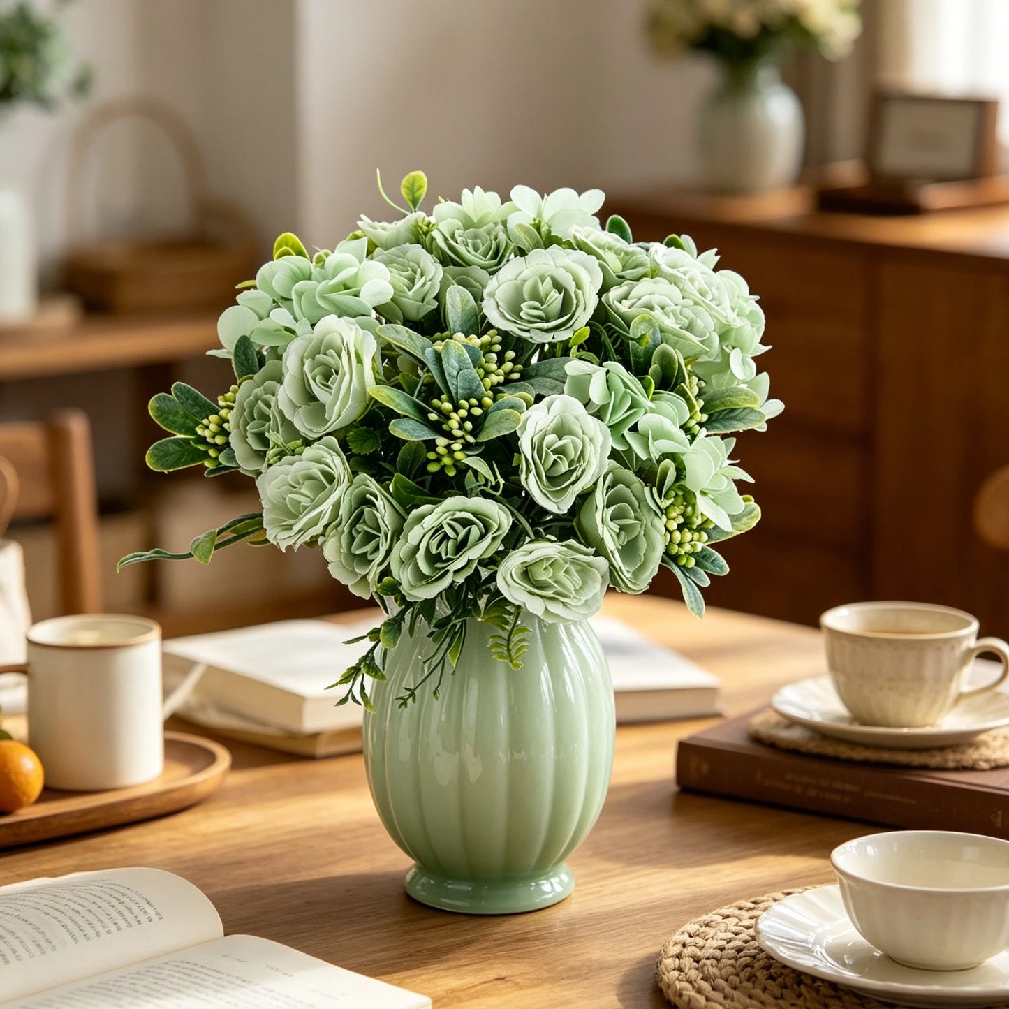 Artificial Silk Rose & Hydrangea Bouquet | Wedding Home Decor