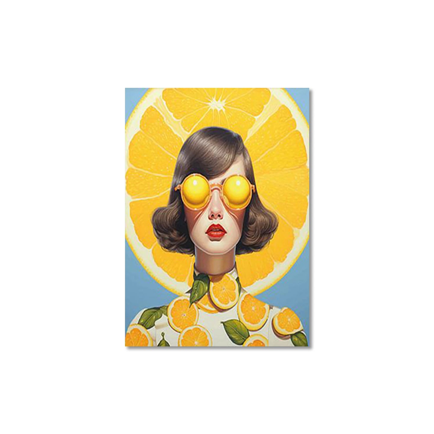 Nordic Scandinavian Style Glasses Woman with Flowers Birds Wall Art Canvas Painting Portrait Poster Prints for Modern Home Decor Peaceful Pleasures Health and Wellness QP10931 70x100cm No Frame