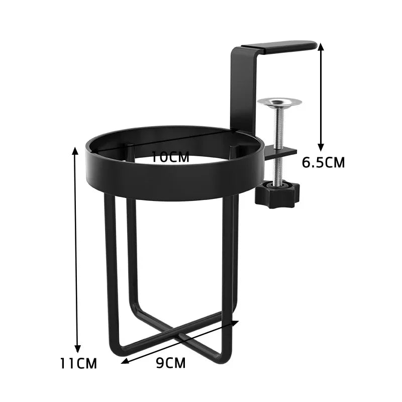 Table Edge Water Cup Holder Iron Hanging Office Coffee Cups Hook Desk Side Storage Rack Fixed No-punching Traceless Mug holder Peaceful Pleasures Health and Wellness black