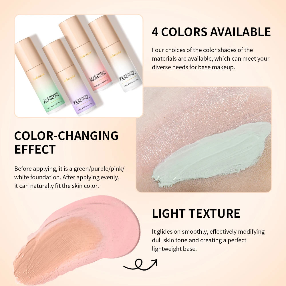 Lakerain Magic Color Changing Foundation Liquid Long Lasting Hydrating lightweight Base Makeup High Coverage Effective Concealer Peaceful Pleasures Health and Wellness
