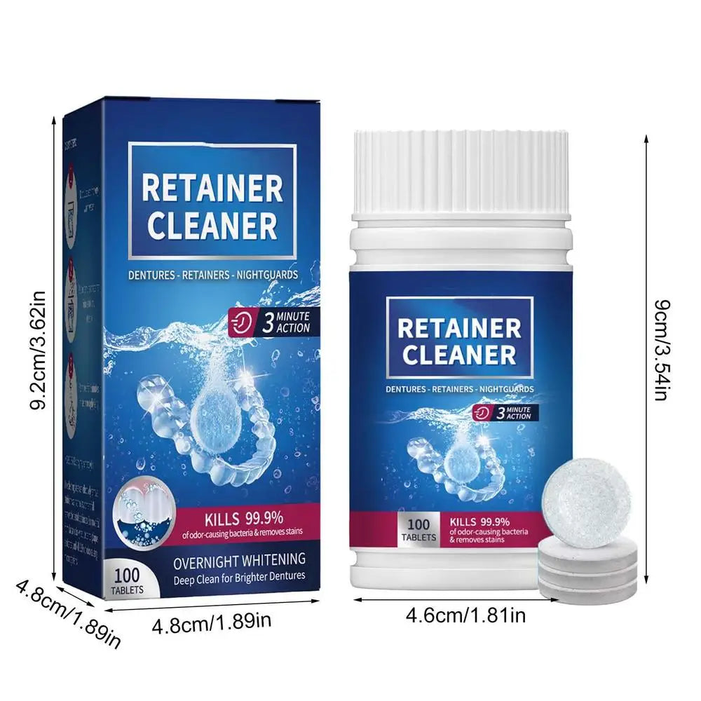 Denture Cleaning Tablets 100pc – Retainer & Night Guard Cleaner Denture Cleaning Tablets Peaceful Pleasures Health and Wellness 100 tablets