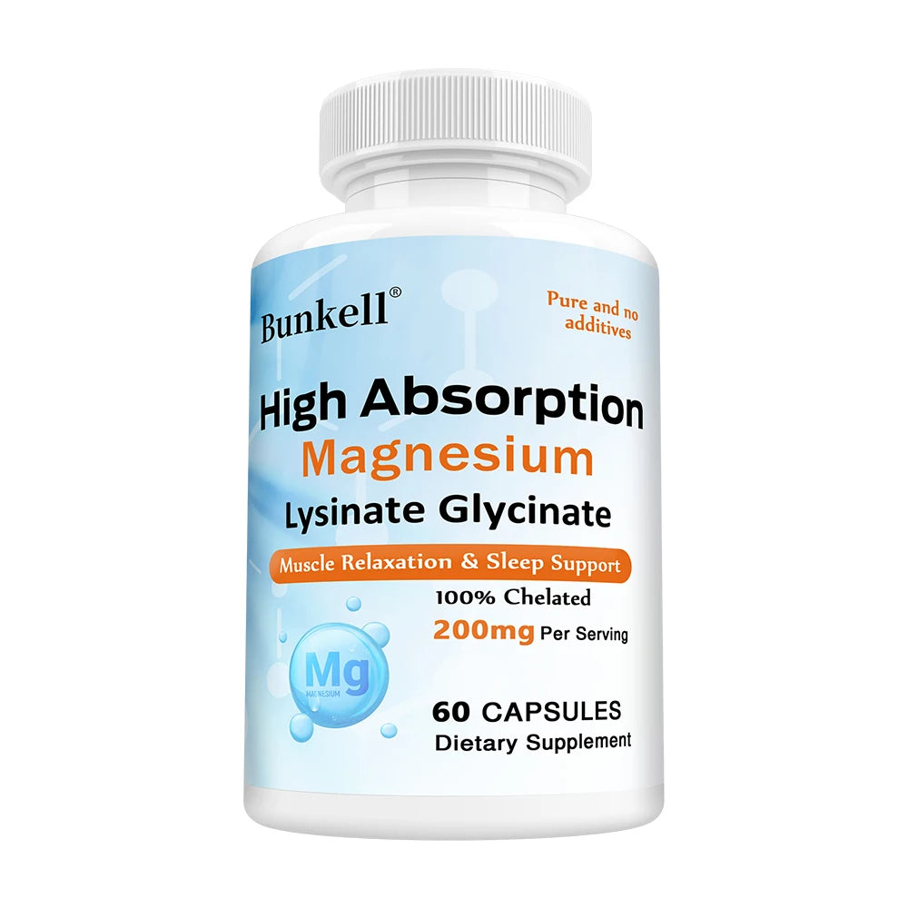 Magnesium Lysine Glycinate Capsules for Relaxation Peaceful Pleasures Health and Wellness 60 count-1bottle