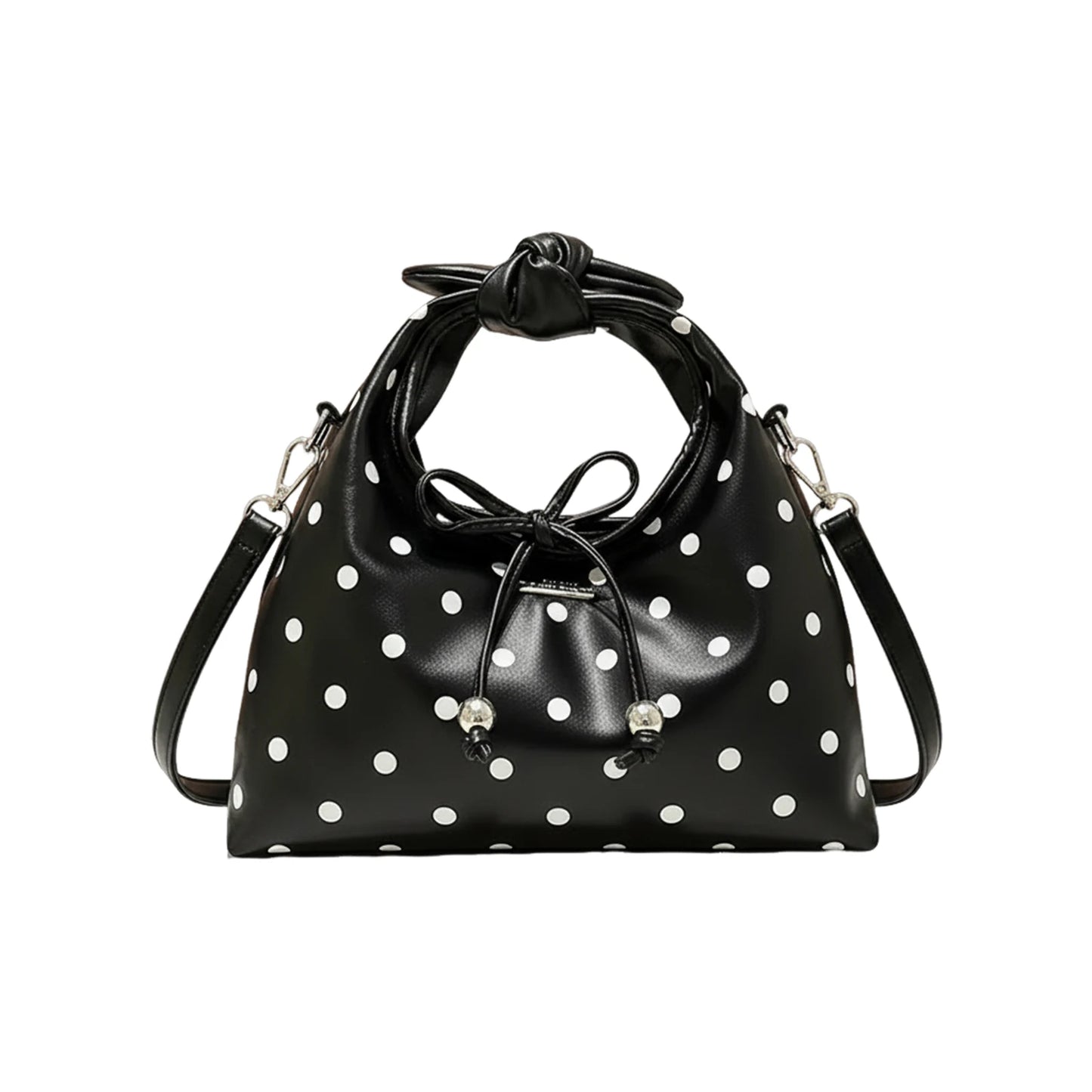 Korean Style Polka Dot Handbag With Shiny Leather For Daily Use And Casual Outfits Peaceful Pleasures Health and Wellness black