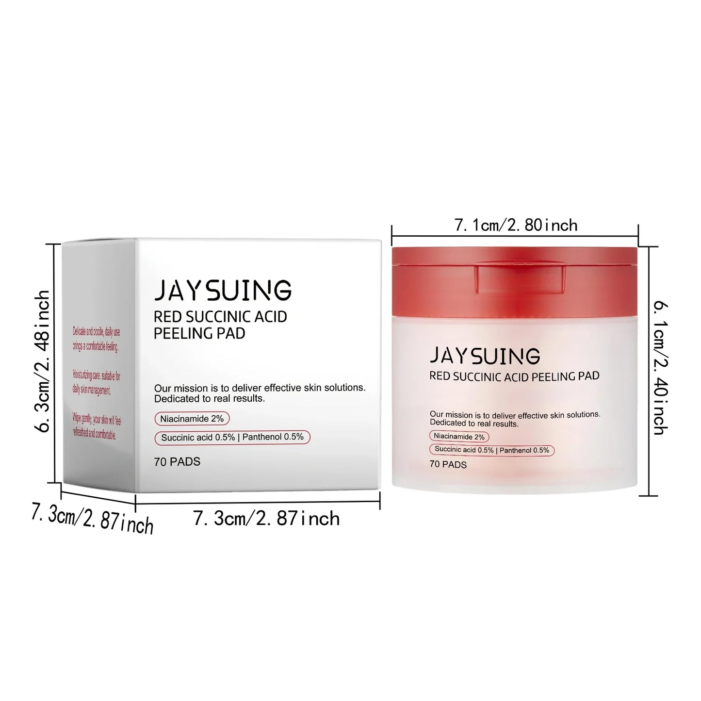 Jaysuing 70pc Succinic Acid Peeling Pads AHA BHA Exfoliant