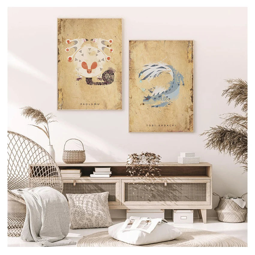 Monster Hunter Japanese Anime Canvas Wall Art Poster | Unframed