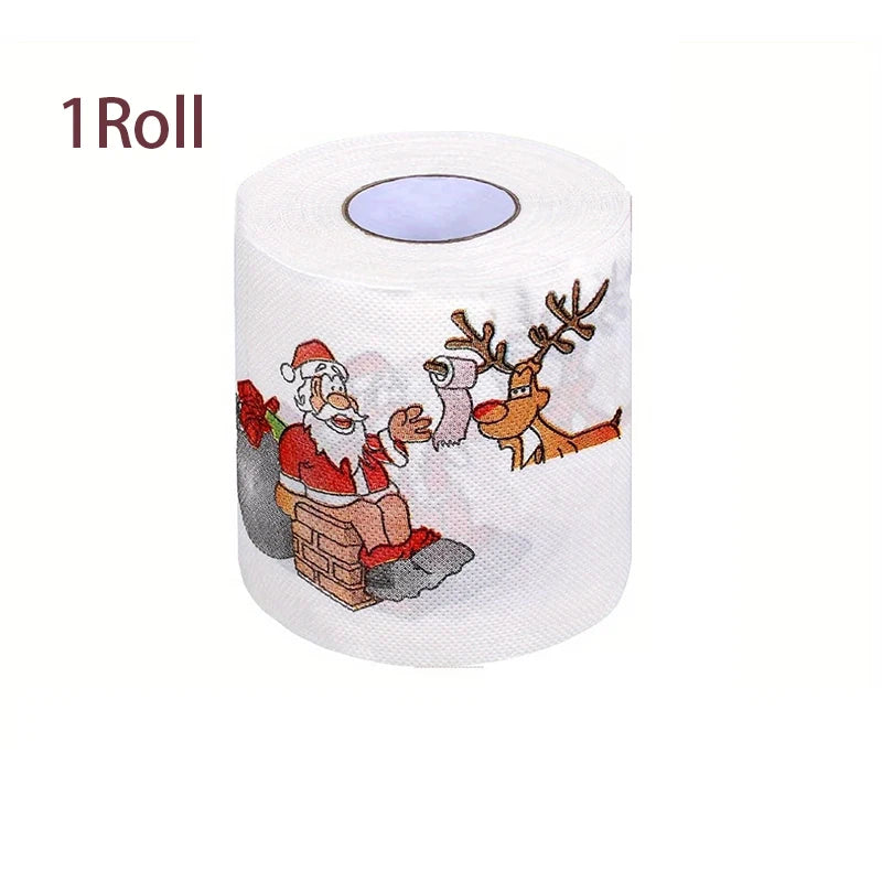 1Roll Christmas-themed Toilet Paper Santa Claus Festive Design