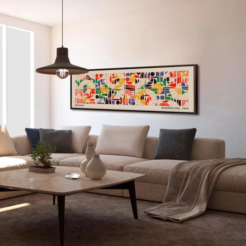 Frameless Vintage Colorful Abstract Geometry Bauhaus Shapes Art, Bauhaus Home Decor, Unframed Bauhaus Wall Decor Art Peaceful Pleasures Health and Wellness