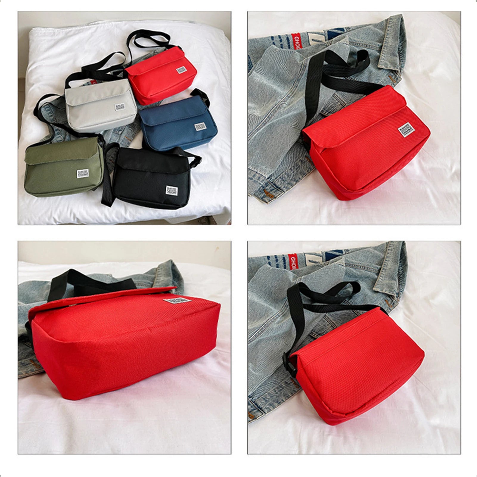 Crossbody Bag for Couples Large Capacity Casual Nylon Underarm Bags for Holiday Vacation Use Travel Shopping Use Peaceful Pleasures Health and Wellness