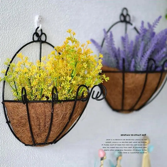 Coconut Palm Iron Hanging Basket Flower Pot | Garden Wall Decor Hanging Basket Planter Oasis Select