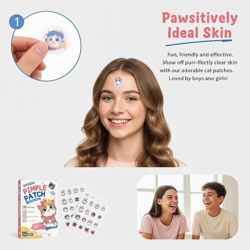 100 Pcs Cartoon Patch Cute Cat-Shaped Facial Concealer Patch Safe Non-Toxic Gentle And Non-Irritating Concealing Peaceful Pleasures Health and Wellness