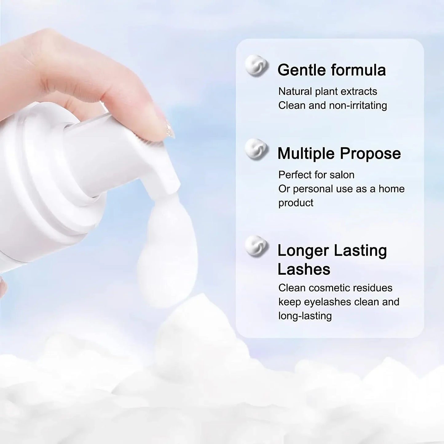 50ml Lanthome Eyelash Extension Shampoo Foam Eyelid Deep Clean Cleanser For Makeup Tools Mascara Remover Glue Salon Home Use Peaceful Pleasures Health and Wellness