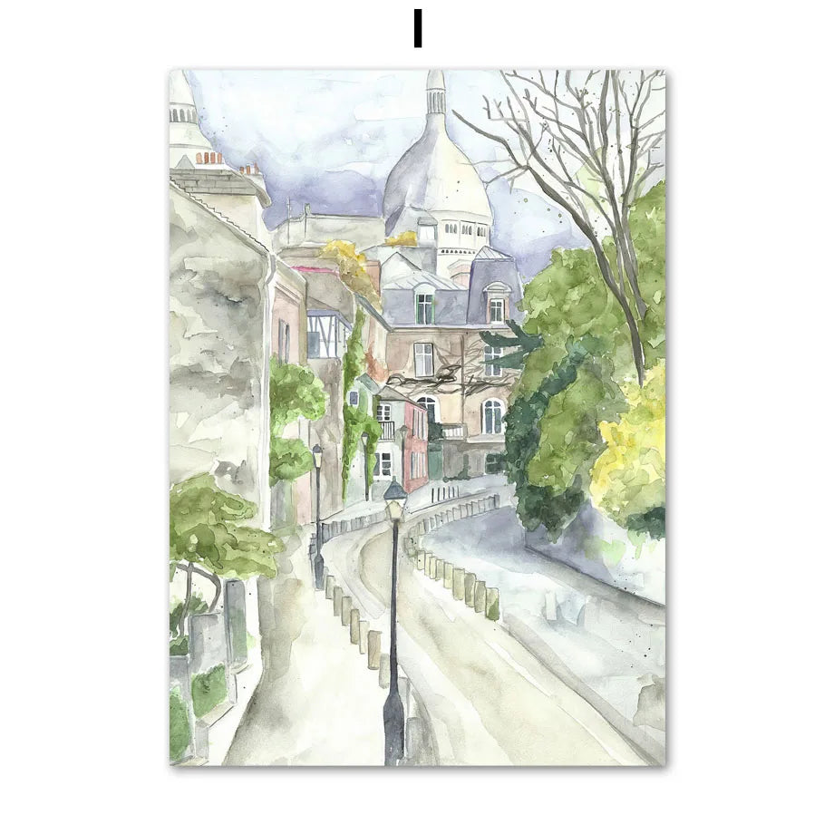 Watercolor Travel Wall Art Mural Boho Cityscape Beach Landscape Prints Girl Plant Modern Aesthetic Canvas Posters Home Decor Peaceful Pleasures Health and Wellness I 30x40cm Unframed