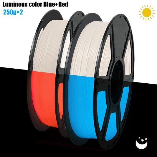 Glow in the Dark PLA Filament 1.75mm 250g – Blue & Red 3D Printer Filament Peaceful Pleasures Health and Wellness Luminous Set
