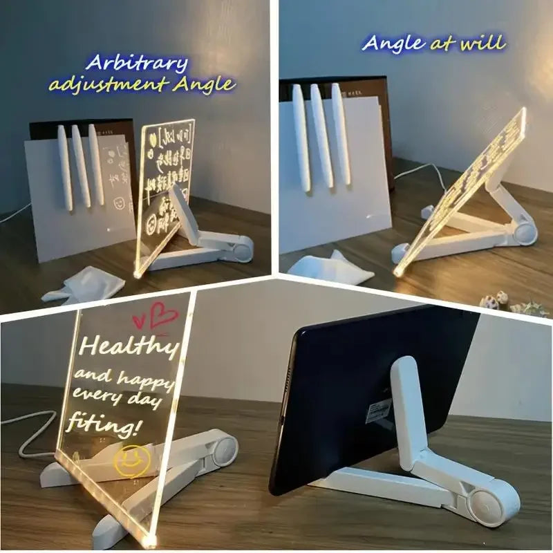 Light Up Rewritable Acrylic Message Board 7 Color Pens Glowing Drawing Lamp for Kids Adults Birthday Festival Gift Peaceful Pleasures Health and Wellness