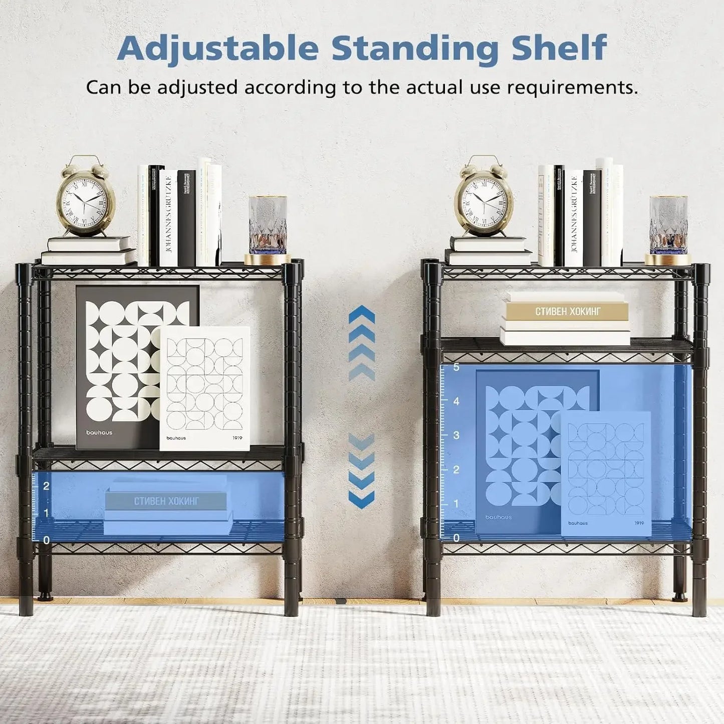 3-Tier Adjustable Metal Wire Storage Shelf, Heavy Duty Steel Rack for Kitchen Bathroom Garage, 23.3"W x 13.4"D x 30"H Black Peaceful Pleasures Health and Wellness