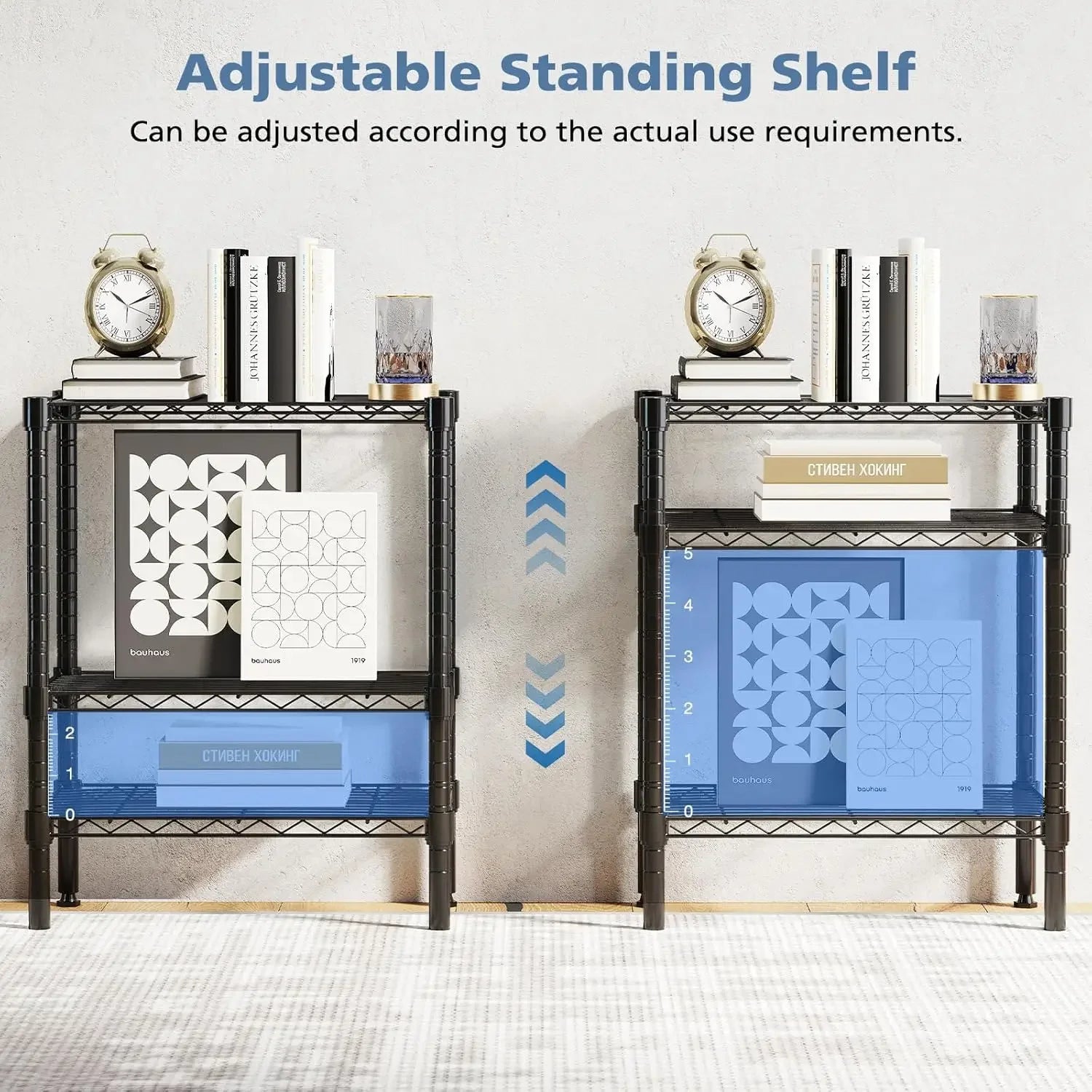 3-Tier Adjustable Metal Wire Storage Shelf, Heavy Duty Steel Rack for Kitchen Bathroom Garage, 23.3"W x 13.4"D x 30"H Black Peaceful Pleasures Health and Wellness
