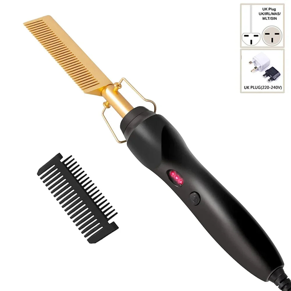 2 in1 Hot Comb Hair Straightener Electric Heating Comb Fast Heating Portable Travel Anti-Scald Beard Straightener Press Comb Peaceful Pleasures Health and Wellness UK NO BOX United States