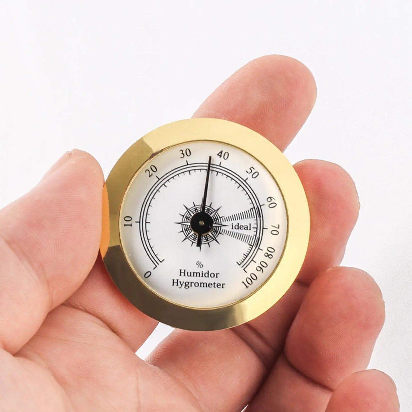 Analog Hygrometer Gold Frame | Humidor Humidity Gauge