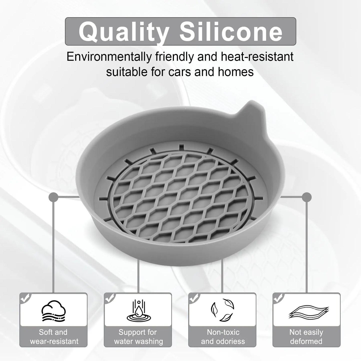 8cm Silicone Car Cup Holder Coaster – Anti-Slip Waterproof