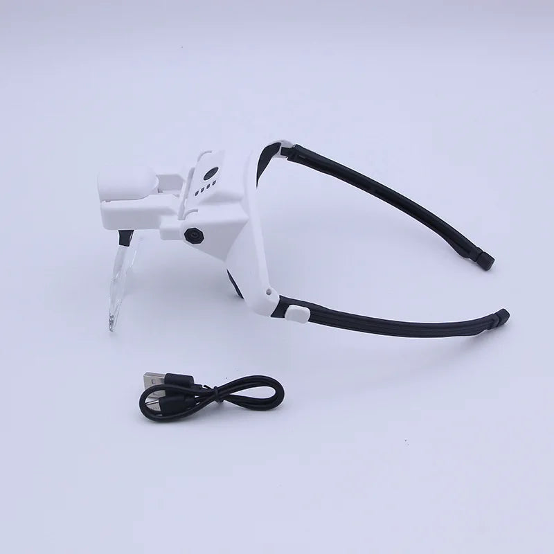 Head Mounted Cool and Warm Led Light with Usb Charging and 6 Different Magnifications for Repairing Magnifying Glass Peaceful Pleasures Health and Wellness