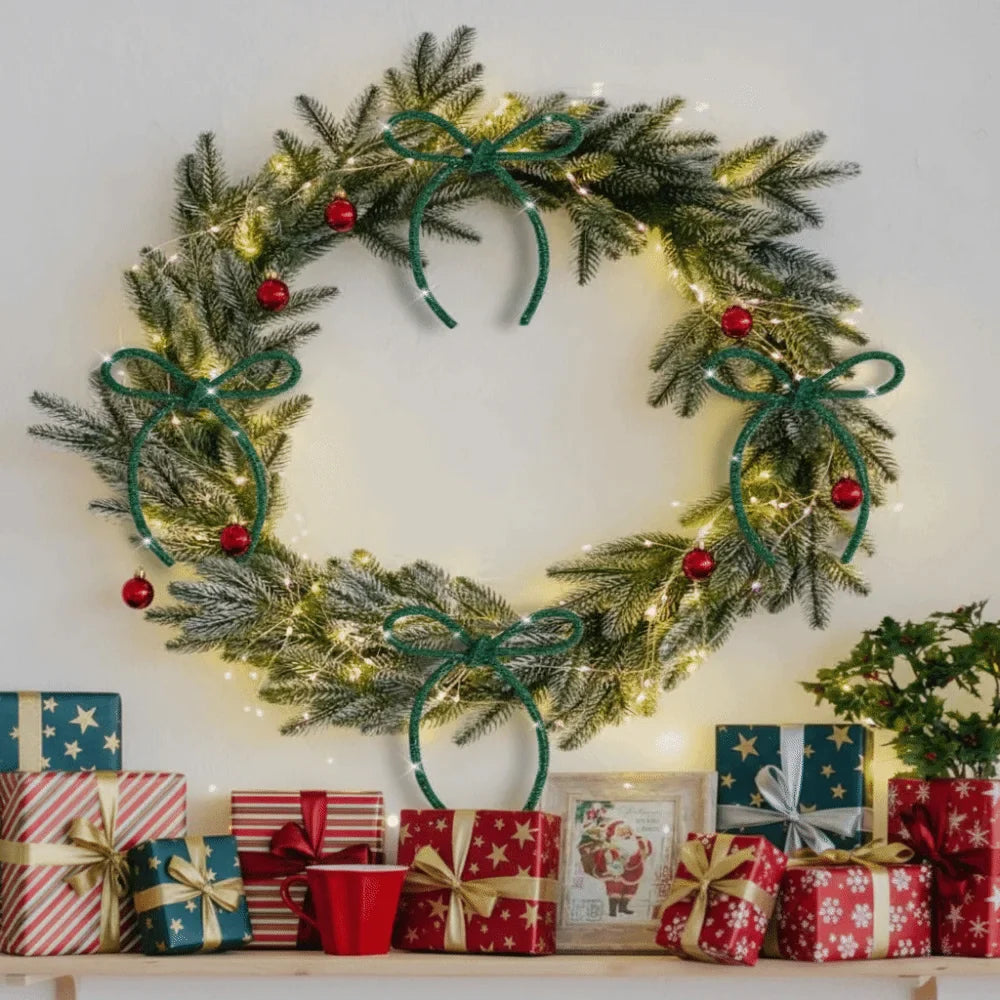 Glitter Rhinestone Christmas Bows Set of 6 | Twist Tie