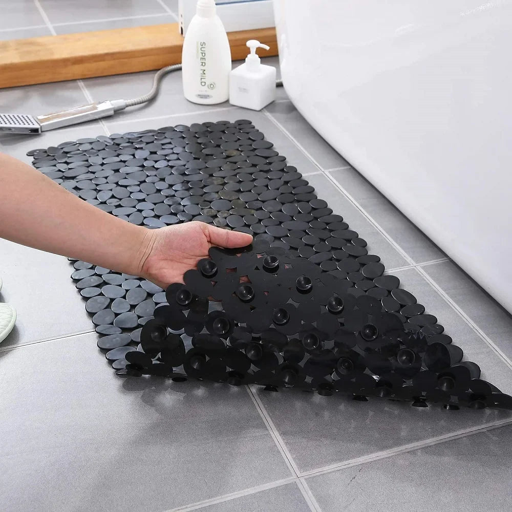 Non-Slip Pebble Bath Mat | Suction Cups & Drain Holes