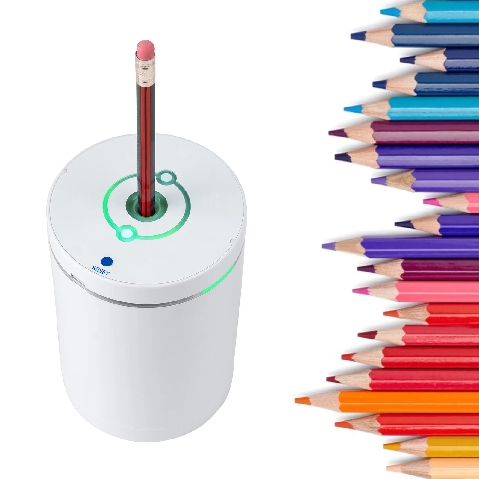 Auto Electric Pencil Sharpener for School & Office - Portable Desktop Sharpener for Pencils (6-8mm), Art Supplies & Stationery Peaceful Pleasures Health and Wellness White