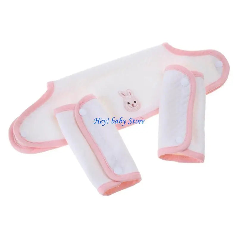 3-Pack Cartoon Cotton Baby Bibs & Waist Stool Cover Set