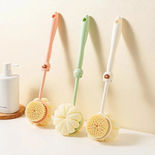 Two-Sided Silicone Body Brush | Long Handle Back Scrubber Body Bath Brush Peaceful Pleasures Health and Wellness