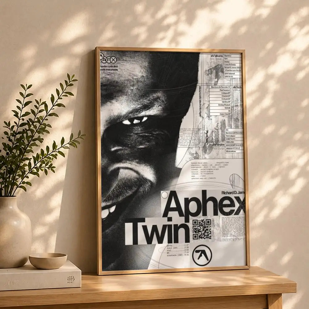 Band A-Aphex TwinS Poster HD Self Adhesive Waterproof Wall Art Ideal for Home Office Dorm Bedroom Great Gift Peaceful Pleasures Health and Wellness White15 50X70cmNoframe
