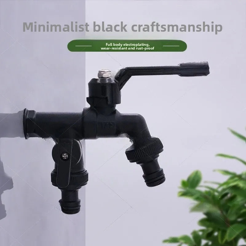 Black Anti-Freeze Outdoor Garden Faucet – Dual Outlet 1/2"