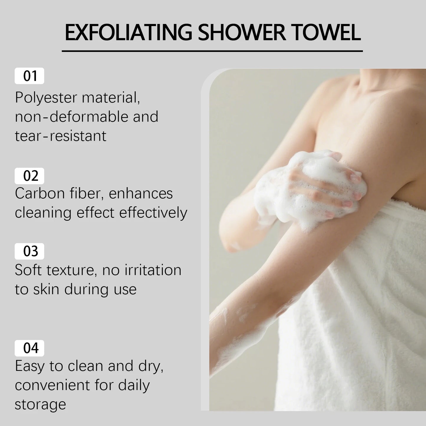 Exfoliating Back Scrubbing Towel – Carbon Fiber Body Scrub Peaceful Pleasures Health and Wellness