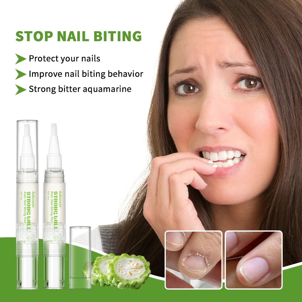Strong Will Anti-Nail Biting Click Pen Stop Nail Biting Care Nails Improve Nail Biting Behavior Strong Bitter Aquamarine Pen Peaceful Pleasures Health and Wellness