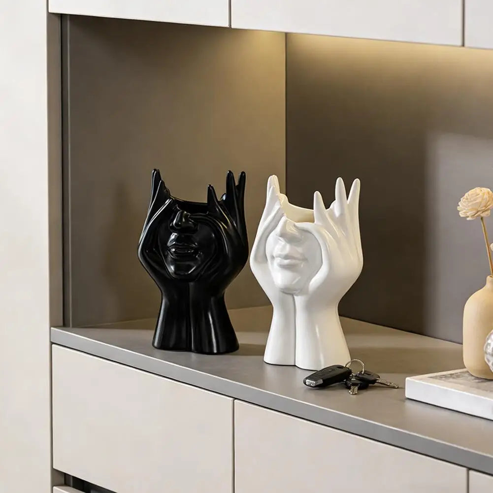 Abstract Face Sculpture Desk Organizer for Modern Spaces Peaceful Pleasures Health and Wellness