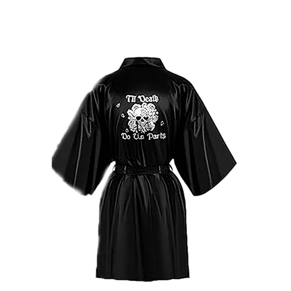 Bridesmaids Till Death Do Us Bride or Die Bachelorette Robes Black White Bridal Shower Gothic Halloween Wedding Decor Spa Party Peaceful Pleasures Health and Wellness 1Pcs ARobe L