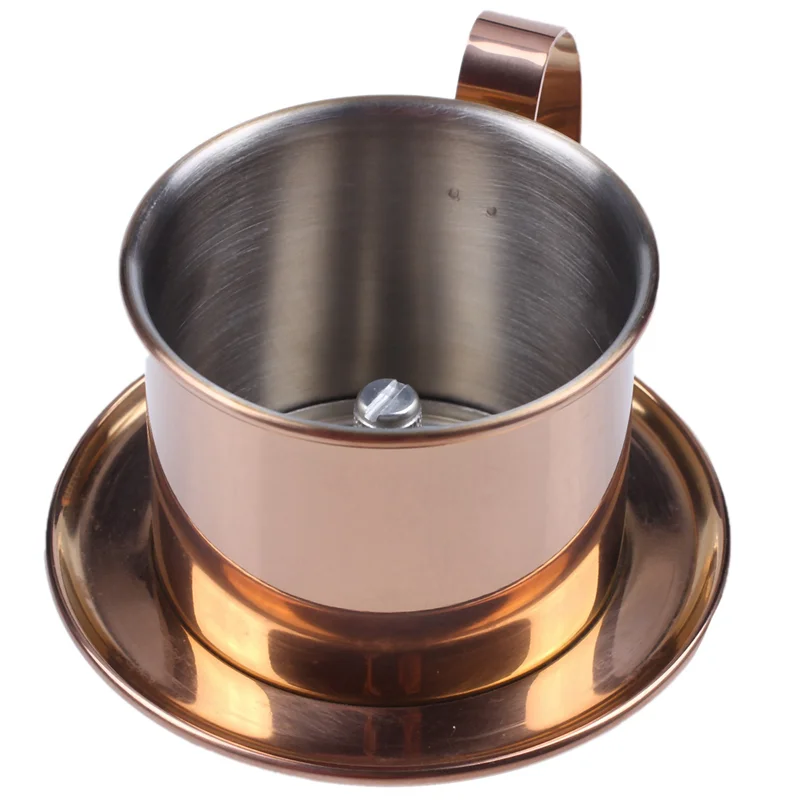 A36T-2X Vietnamese Coffee Filter Single Cup Vietnam Hand Punch Pot Drip Filter Vietnamese Coffee Drip Filter Cup Rose Gold Peaceful Pleasures Health and Wellness