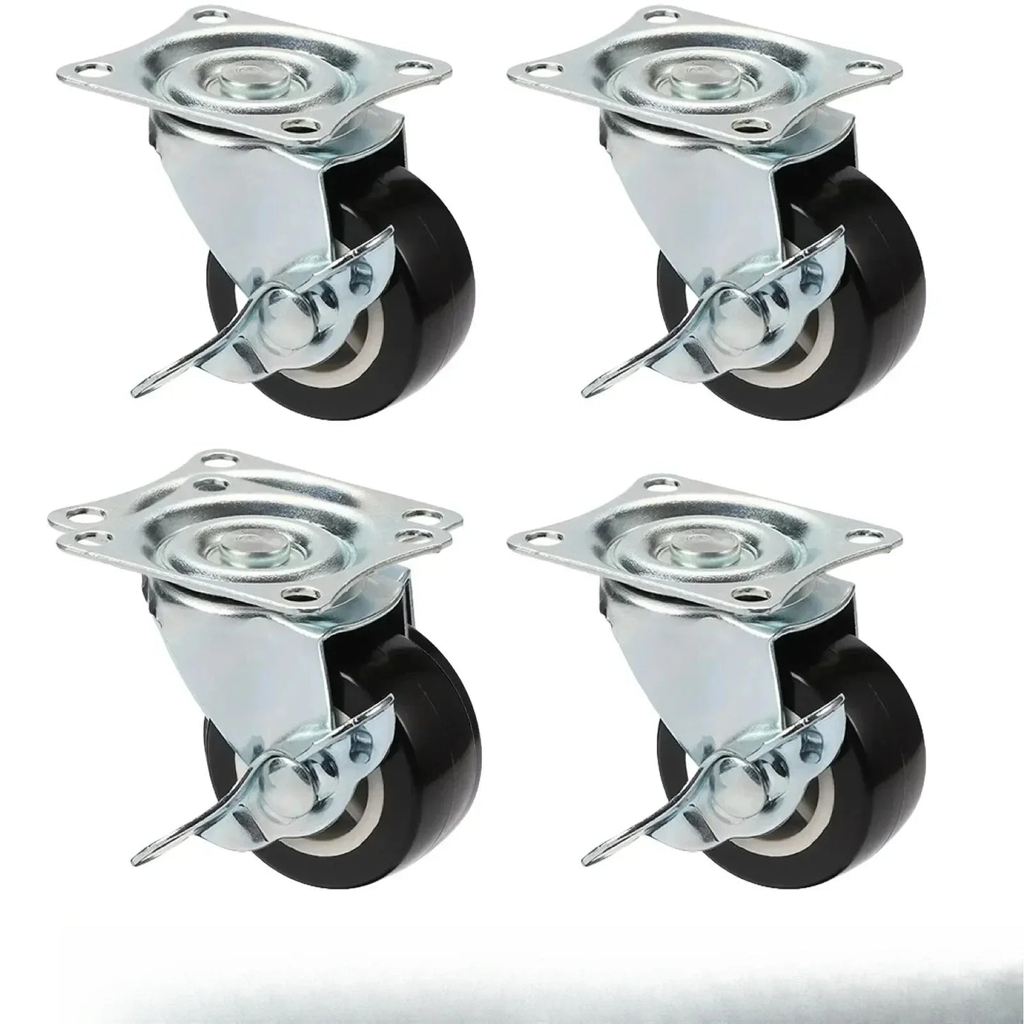 Set of 4 PVC Swivel Furniture Casters – 360° Heavy Duty Wheels