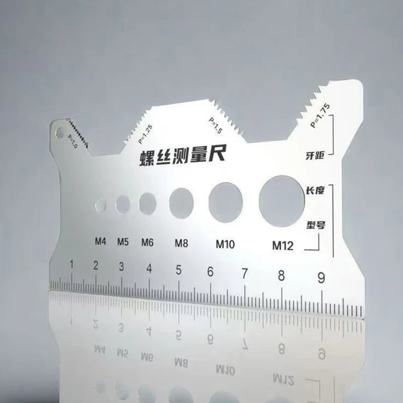10*5cm Multi-purpose Stainless Steel Bolt Gauge Thread Checker Flat Double-Sided Screw Measuring Tool For Pattern Jewelry Watch Peaceful Pleasures Health and Wellness