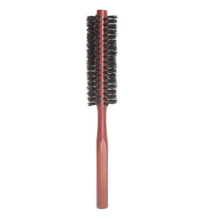Boar Bristle Round Hair Brush & Tail Comb | Wood Handle