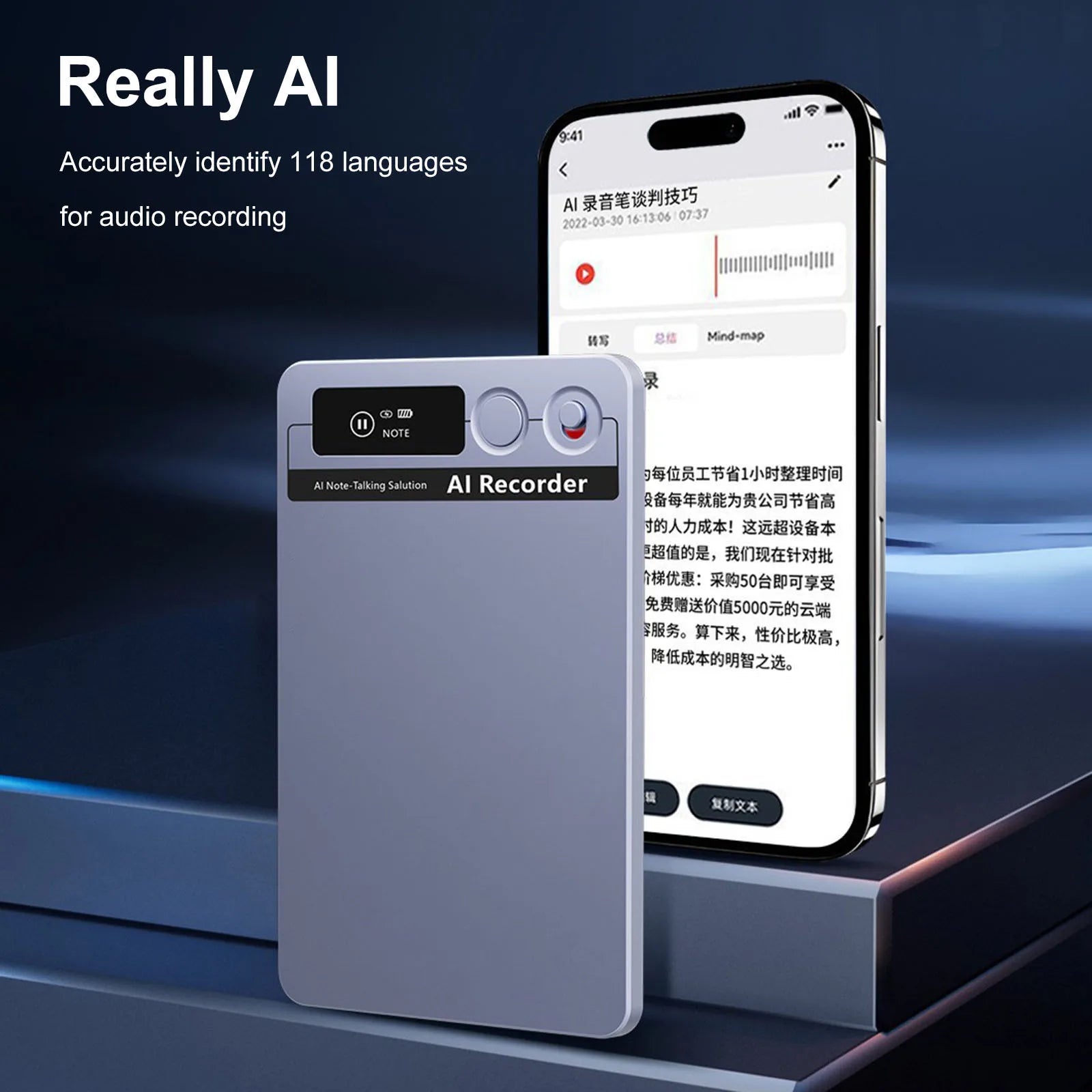 AI Smart Voice Recorder Voice To Text Mini Digital Voice Recorder With Smartphone Connection HD Noise Reduction For Meeting Peaceful Pleasures Health and Wellness