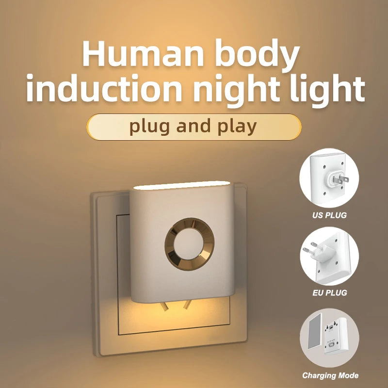 GGbingo Rechargeable Smart Home LED Night Light Lamp with Motion Sensor Kids Bedroom Decoration Light USB Lamp for Home Decor Peaceful Pleasures Health and Wellness