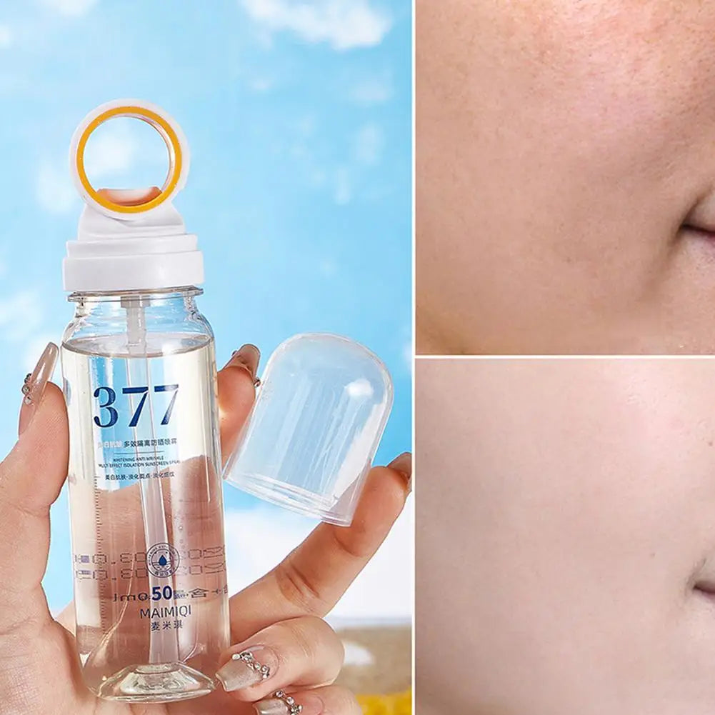 Portable Sunscreen Spray Moisturizing Hydrating Brighting Oil-control Non-greasy Sunblock Mist Facial Body Neck Skin Care Cream Peaceful Pleasures Health and Wellness