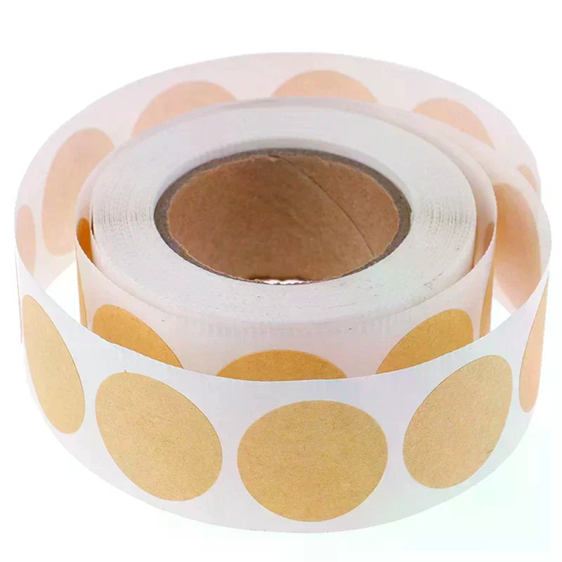 500 Kraft Round Stickers 1" Self-Adhesive Labels Per Roll