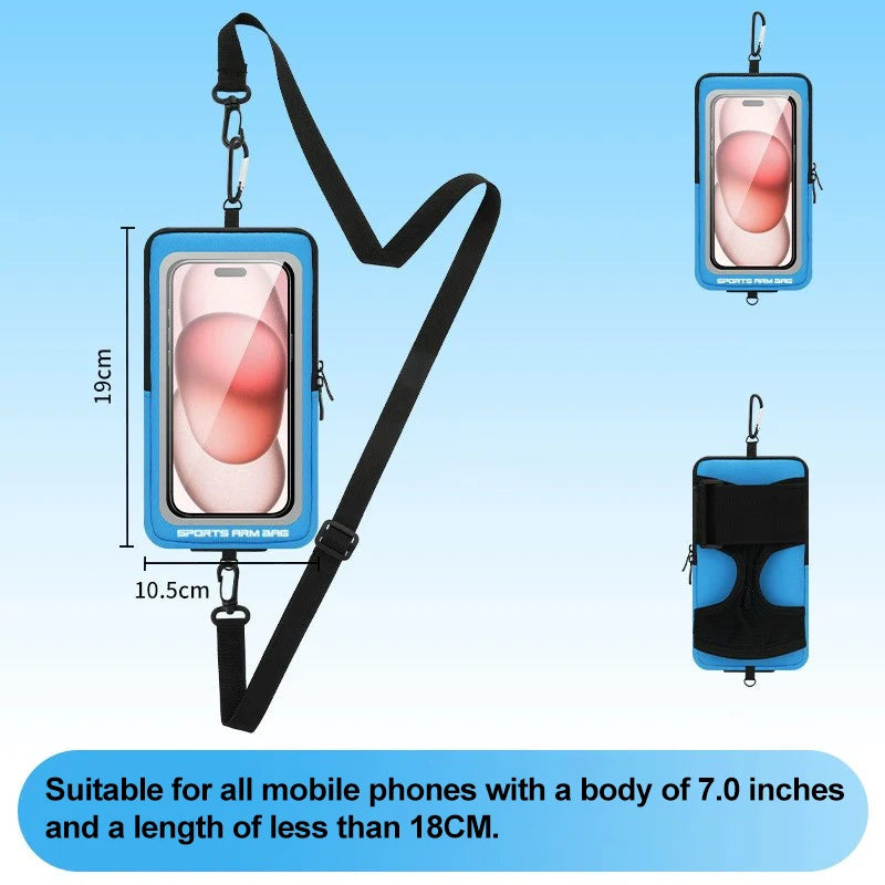 Armband On The Phone Mobile Phone Bag Wrist Armbands Mp3 mp4 Bags Sports Cell Phone Holder Cell Phone Accessories Woman Sports Peaceful Pleasures Health and Wellness Blue with strap