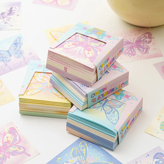 Hand Drawn Butterfly Sticky Notes Pink Origami Handmade Non-sticky Peaceful Pleasures Health and Wellness