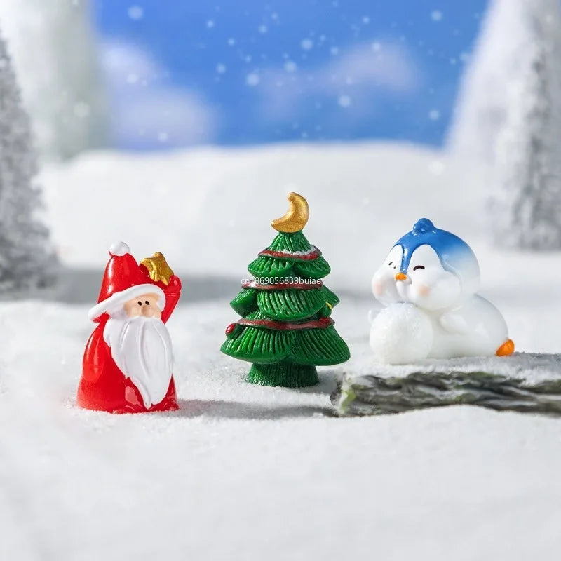 Christmas Mini Resin Figurines Miniatures Santa Claus Snowman Elk Ornament Micro Landscape Merry Xmas Ornament Decoration Decor Peaceful Pleasures Health and Wellness