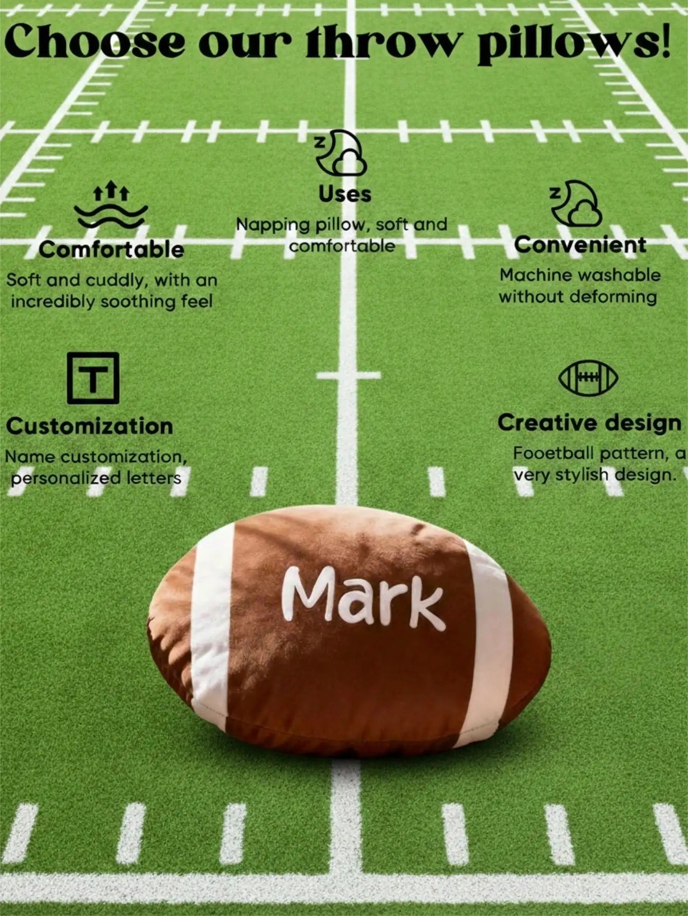 Custom Name Football Pillow | Personalized Kids Gift