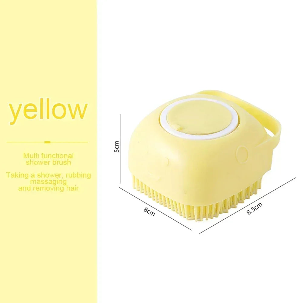 Silicone Dog Bathing Brush with Soap Dispenser | Pet Grooming