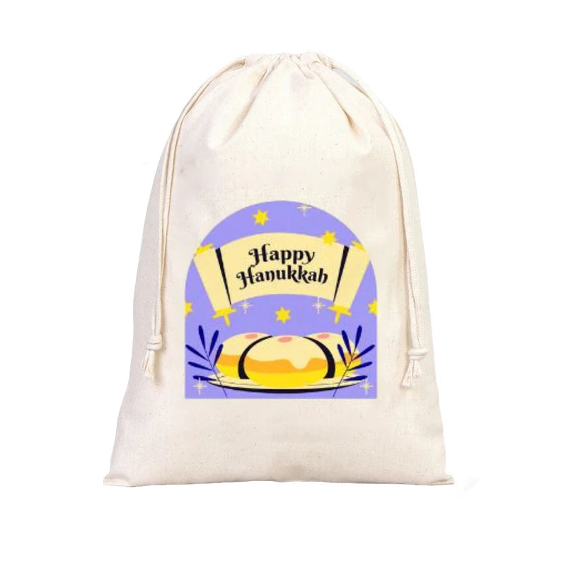 4-Pack Hanukkah Drawstring Bags | Jewish Holiday Gift Bags