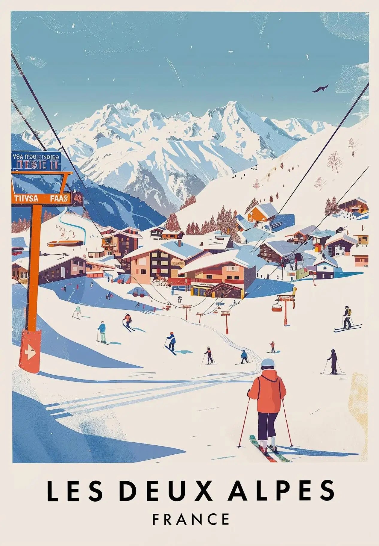Ski Resort Alps Canvas Wall Art Print | Snow Mountain Poster